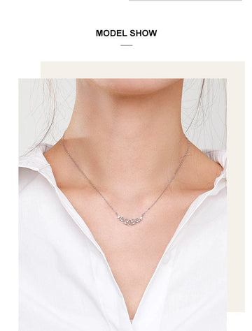 Ali express-Alimay Necklace sterling silver Elegant Flower Necklace in Fine 925 Sterling Silver with CZ